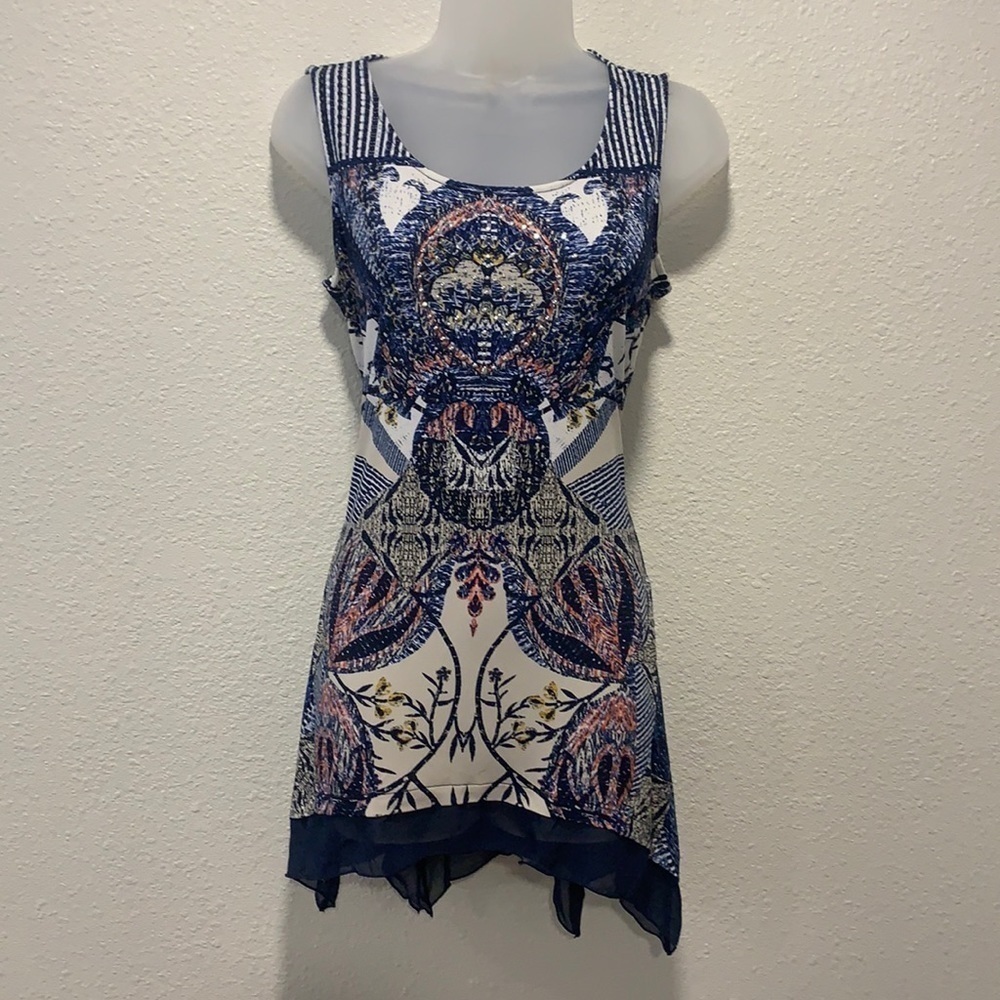 Style & co Boho Paisley Whimsigoth Mini Dress Small Petite